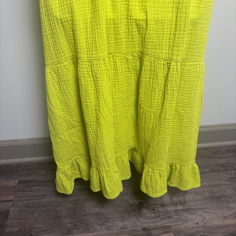 Universal Thread Lime Green Flutter Sleeves Tiered Gauze Maxi Dress Womens XL - Picture 7 of 9